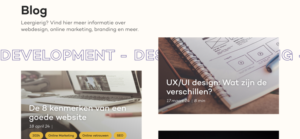 Blog on website - sample blog page Gaia Digital