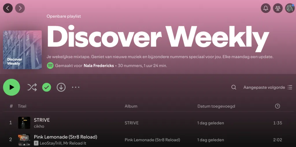 Spotify's Discover Weekly playlist is a good example of hyper-personalization.